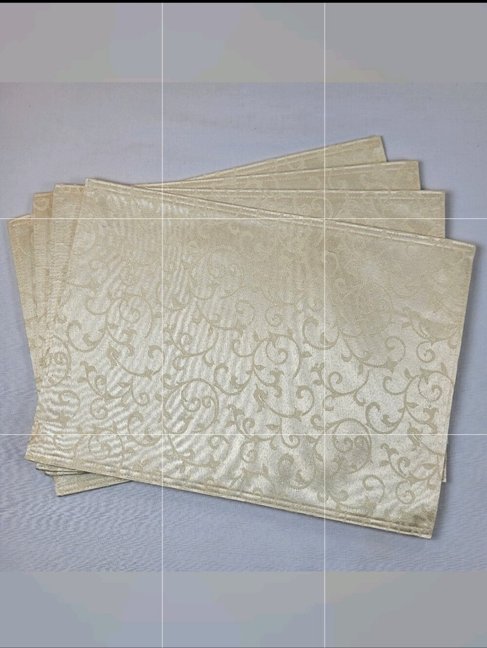 Lenox Opal Innocence Ivory PLACEMATS Set of 4 Reversible Cloth Scroll Cream